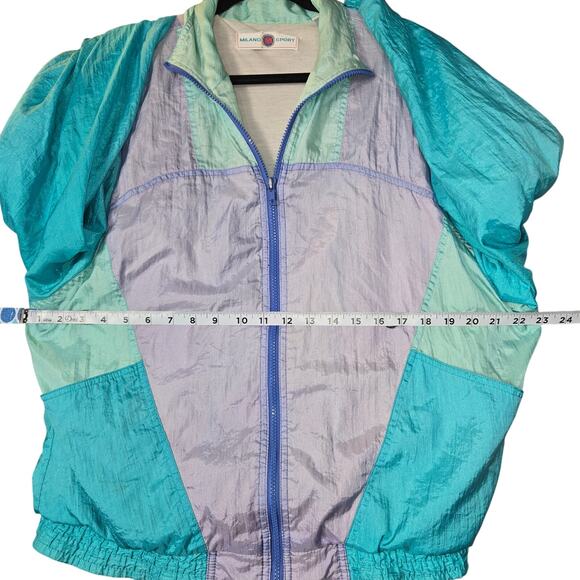 Vtg Milano Sport Small Colorblock Nylon Windbreaker Jacket 80s 90s Streetwear - Picture 6 of 10